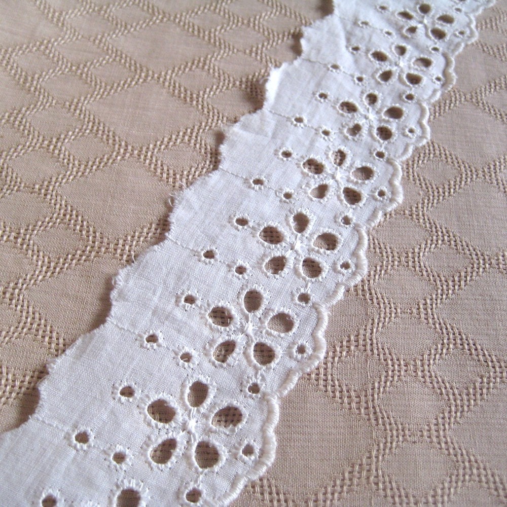 Vintage Cotton Eyelet Lace Floral Broderie Trim