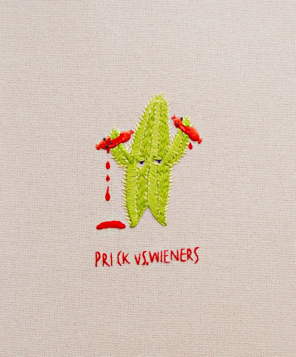 Epic Battle 4: Prick vs Wieners Embroidery - A4 giclee print