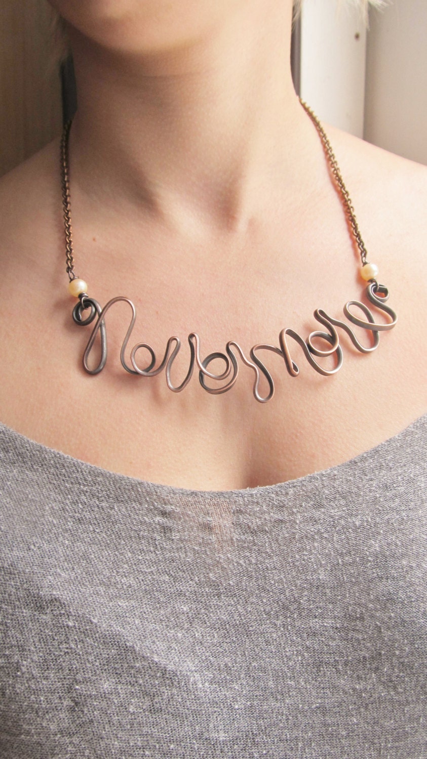 SALE Word Bib Necklace Custom Word Necklace Word Jewelry Statement Necklacec Edgar Allan Poe DanielleRoseBean Metal Bib