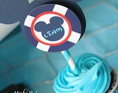 Set of 12 Mickey Mouse inspired nautical Cupcake Toppers Il_170x135