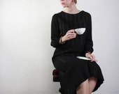 Antique 1900s Dress . Black Gown . Decorative Cuffs . Mourning