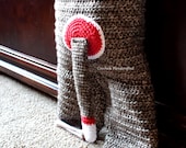 Sock Monkey inspired bodysuit romper with matching velcro hat costume baby halloween winter child fall warm snow ski