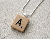 Vintage Scrabble Tile Necklace, Personalized, Initial, Jewelry, Retro, Whimsical, Kitsch