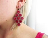 TAHITIAN SUNSET-Swarovski Crystal and Copper and Raspberry Seed Bead Chandelier Earrings