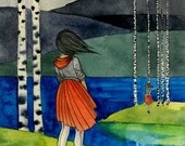 Islands - 5 x 7 Original Painting - ink and watercolor - one of a kind