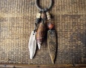 Mynshassah - statement ethnographic necklace - tribal charms - ancient metal - textile rope