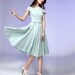 Blue linen prom dress cold shoulder midi dress (545)