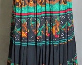 1980's Broomstick Peasant Maxi Skirt Cowboys and Horses Plus Size 18