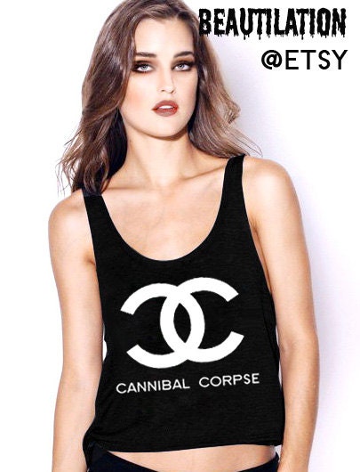Cannibal Corpse faux fashion logo cropped flowy tank