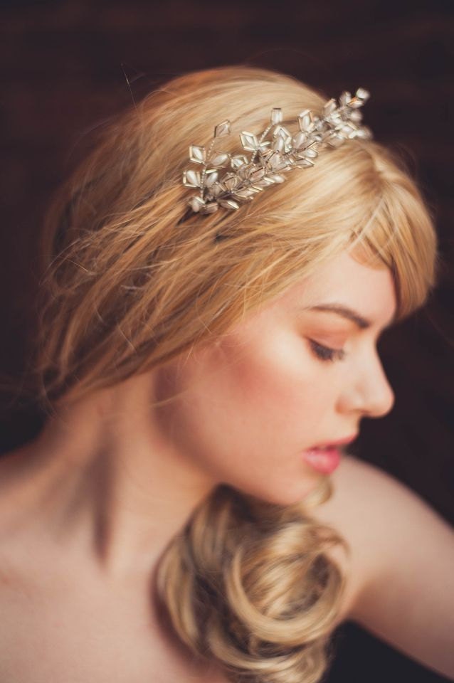 Bridal Beaded Headband - Crystal Pearl Beaded Leaves Headpiece