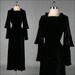 vintage 1930s dress . black silk velvet . windowpane sleeves . 3424