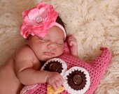 Pink Hootie the Owl Plushie  Nursery Decor Baby Bedding