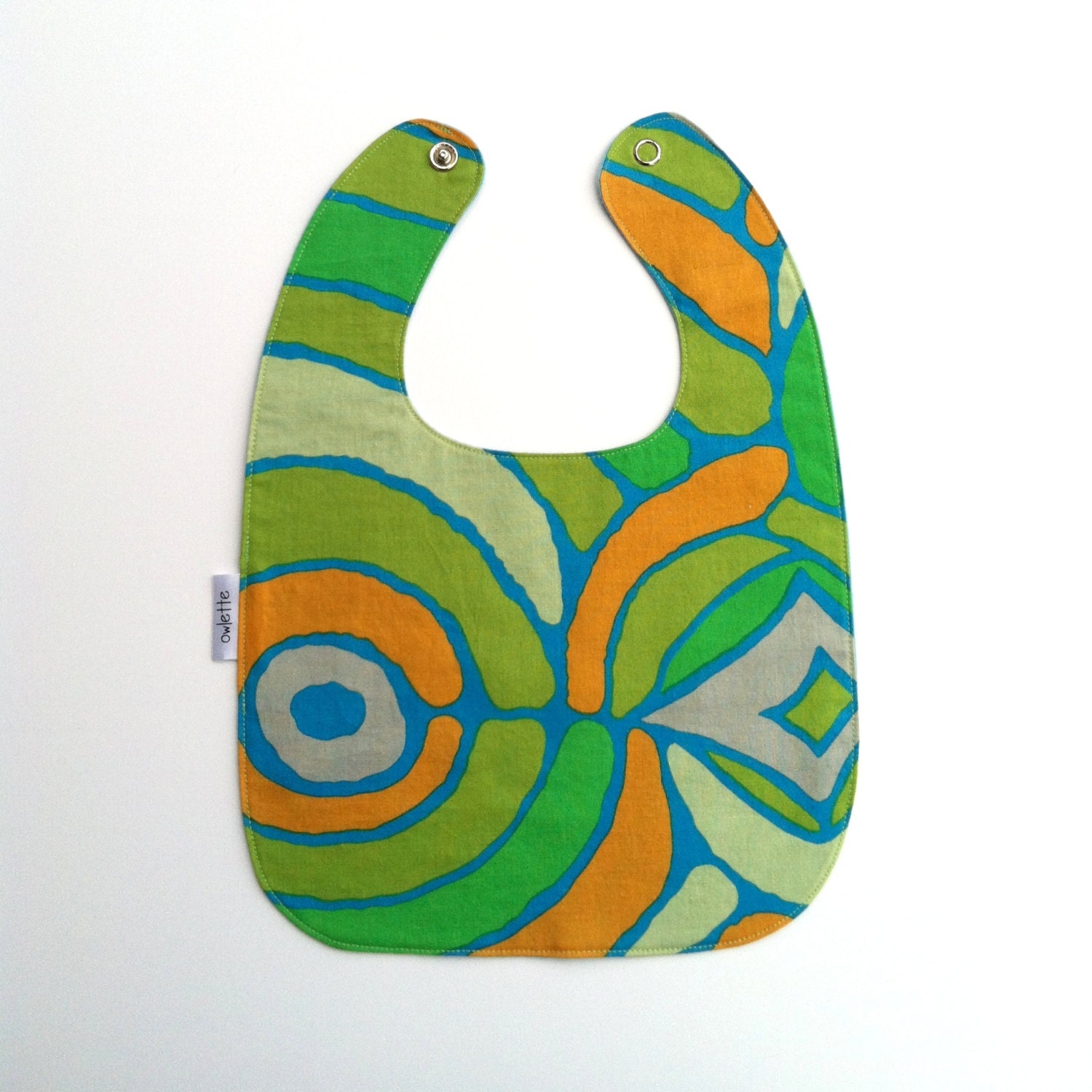 Snap Bib, Green Orange Blue Geometric Modern, nickel free