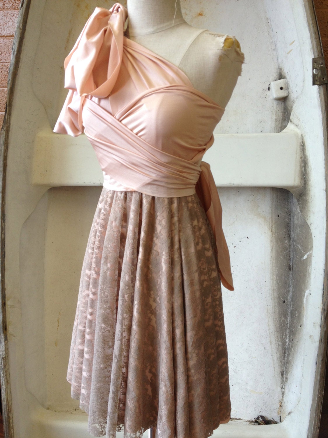 Mocha Lace Octopus Convertible Wrap Dress- Bridesmaids, Wedding