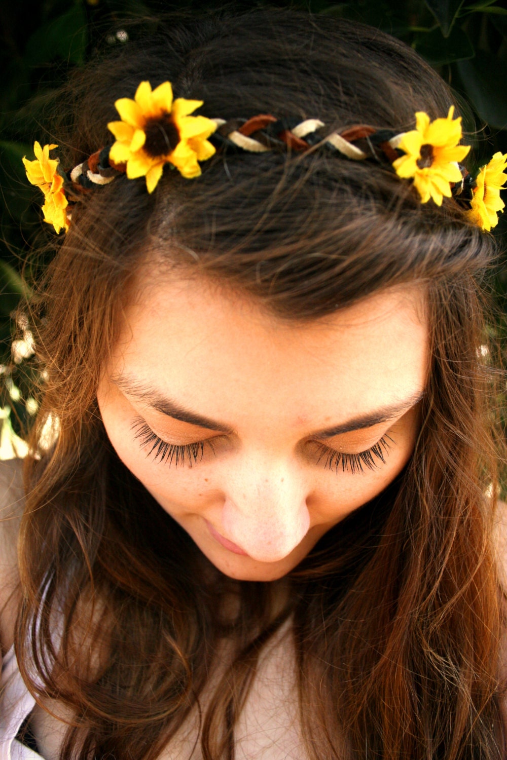 L.A. RAISED-Blooming Sunflowers-Suede Flower Crown