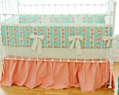 Mint and Peach Hope Chest Crib Bedding Set