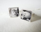 Cufflinks for Fathers Day Silver Square Custom Photo Cuff links - Your Favorite Pictures for Well Dressed Dads