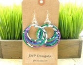 BOLD Stacked Circle Earrings. Recycled Soda Can Art. DOUBLE-sided.