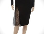 High waist pencil skirt  with lace fish tail in front choose your size or your measurments , plus size, Made to order , high fashion