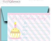 Fill In Cupcake Birthday Party Invitation Instant Download