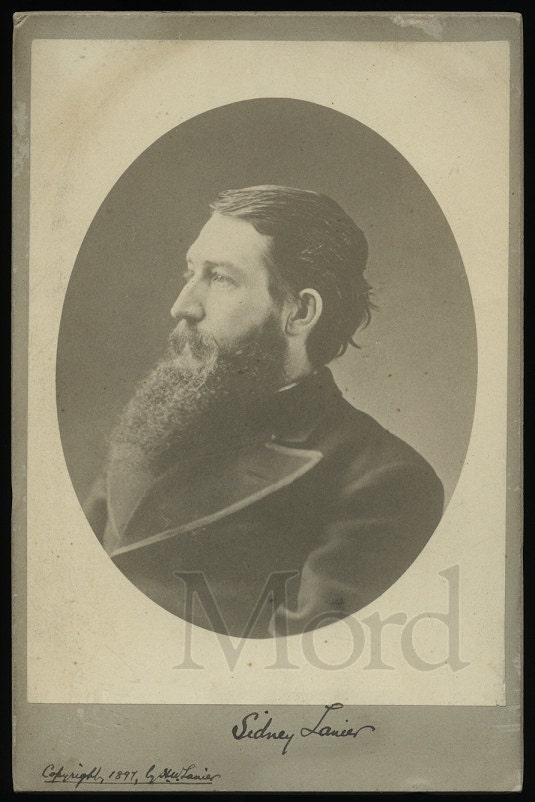 Rare Cabinet Card Photo of SIDNEY LANIER Poet Musician Confederate Civil War POW