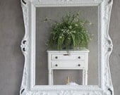 French Country Ornate White Mirror
