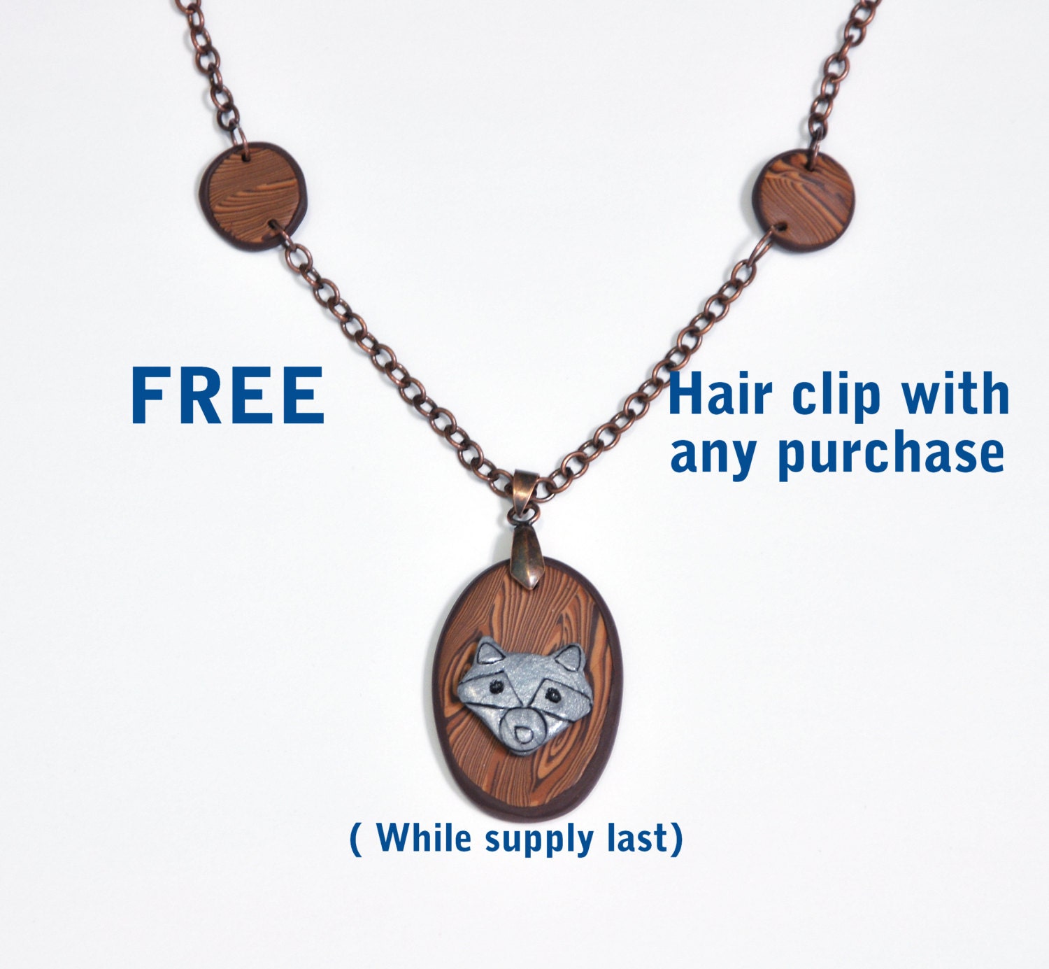 Faux Wood Cameo Raccoon tanuki hipster nature forest animal metalic copper