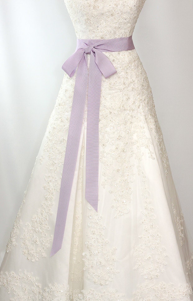 Bridal Sash - Romantic Luxe Grosgrain Ribbon Sash - Wedding Sashes - Lavender Purple -  Bridal Belt