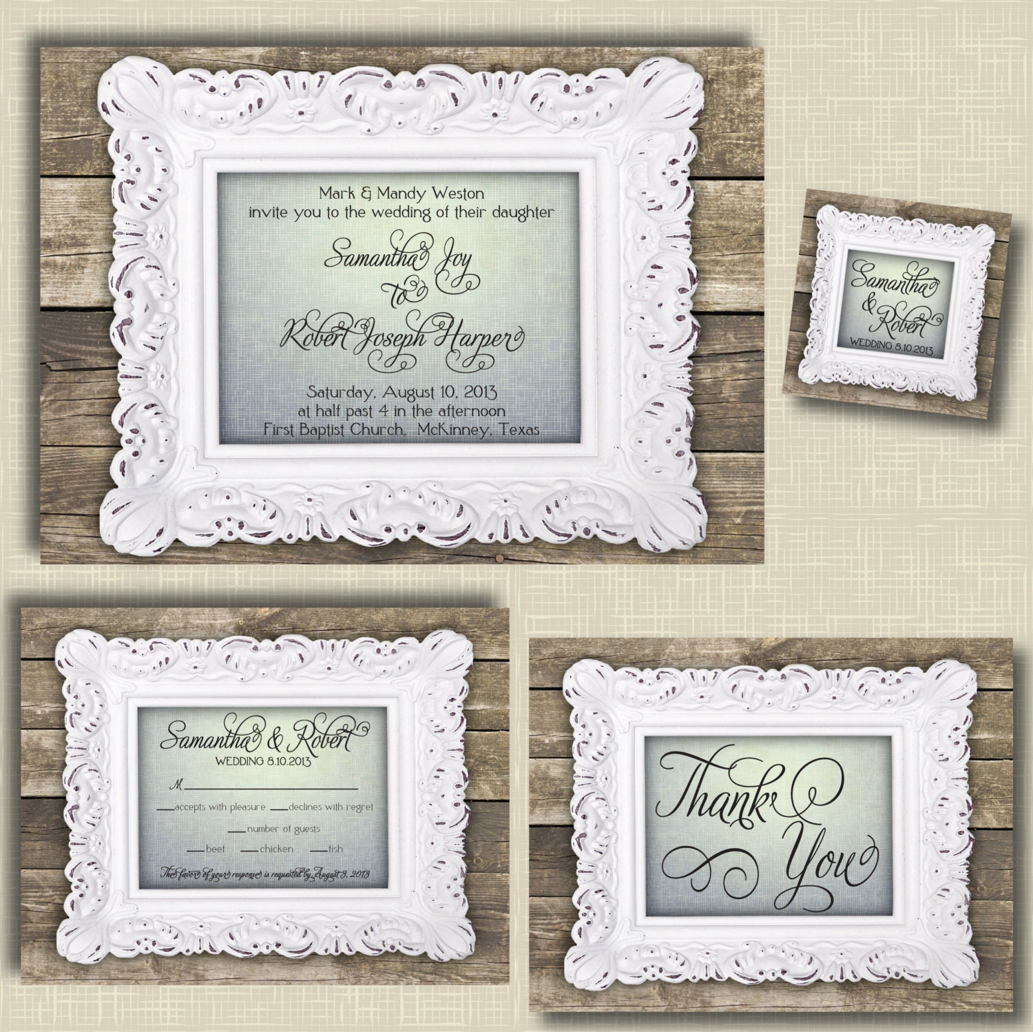 PRINTABLE Wedding Invitation Suite DIY - Country, Rustic White Frame Wedding Collection Il_170x135