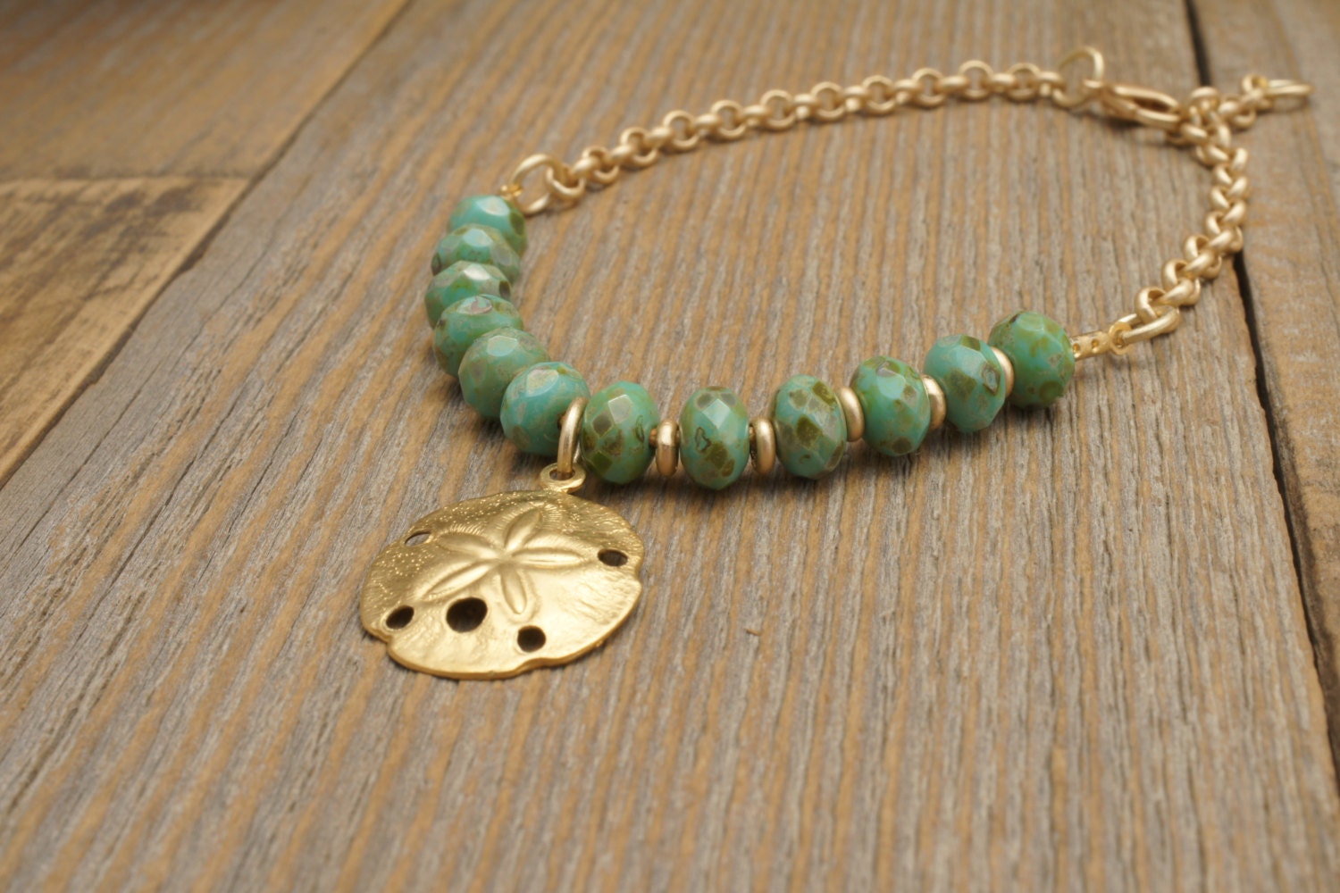 RUSTIC TURQUOISE BRACELET in Gold by Cheydrea