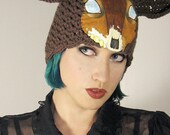 Zombie deer OOAK painted art hat - hand painted zombie deer hat