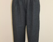 Grey Wool High Waist Pleated Trouser Pants