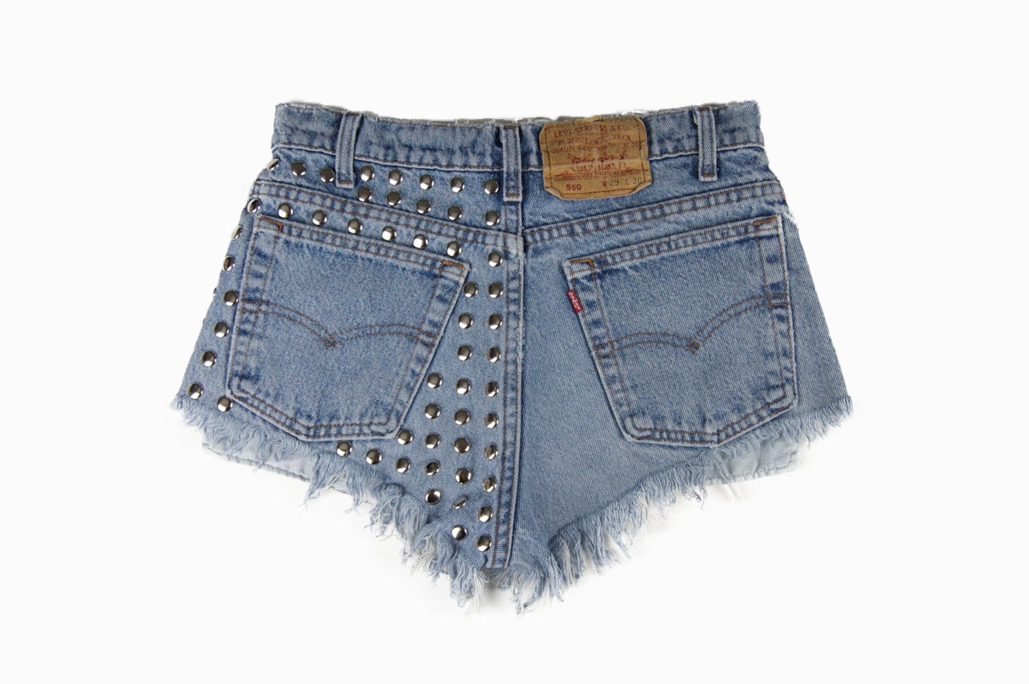 Vintage Light Blue Denim Studded Shorts Size 28 / Medium