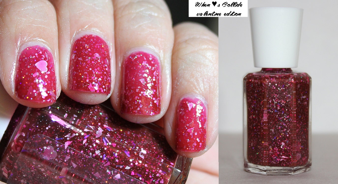 Valentine's glitter polish - When Hearts Collide Valentine edition