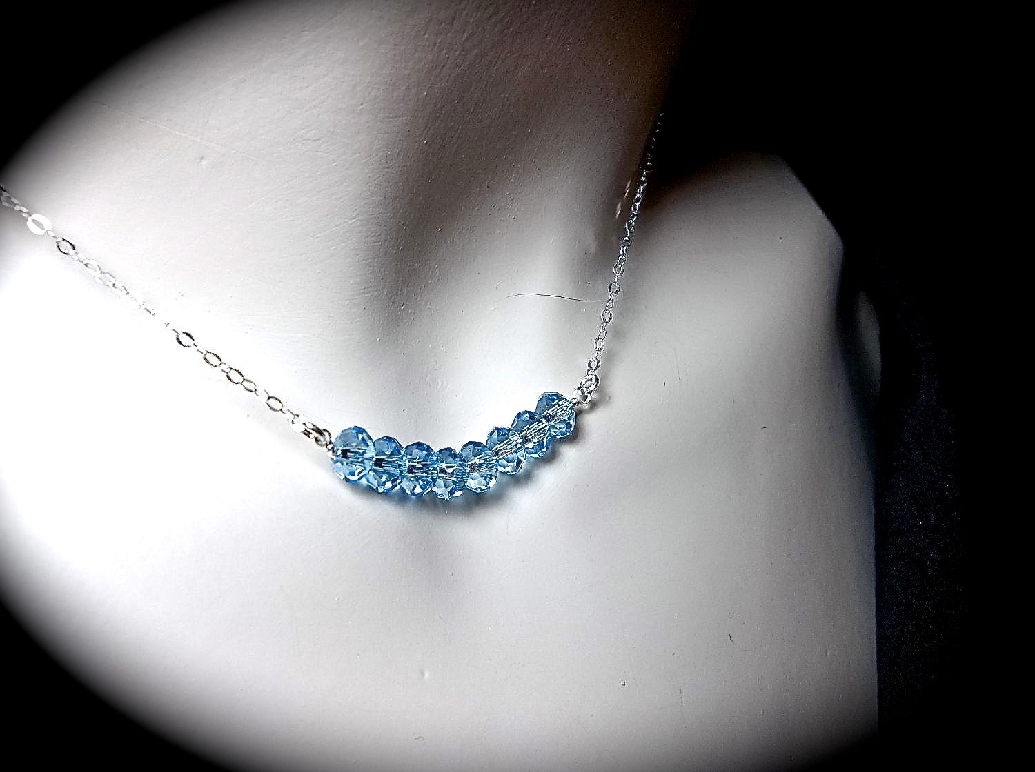 Aquamarine - Crystal - Carrie necklace - These Blue crystals Sparkle like diamonds - SJP -