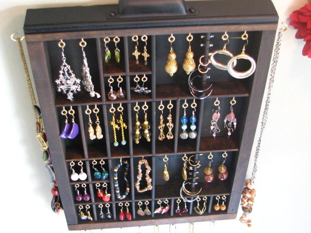 Printer Drawer Jewelry Organizer with stud slots