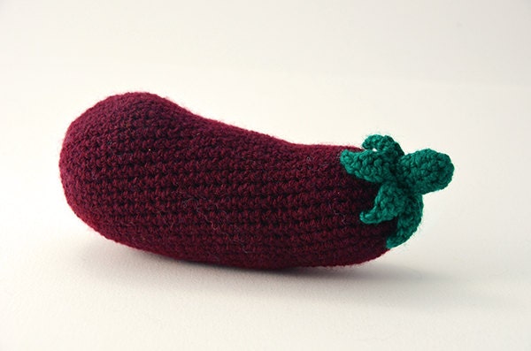 Eggplant - Aubergine - Food Amigurumi - Edible Crochet - CROCHET PATTERN No.61