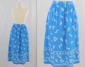 Vintage 1980s Geometric Tribal Print Skirt in Turquoise - Small Medium by Alfred Dunner