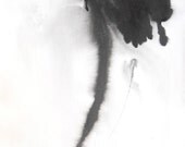 A3 Original Fine Art Black and White Abstract Ink Wash Painting 11.7x16.5 " Afterthought 068"