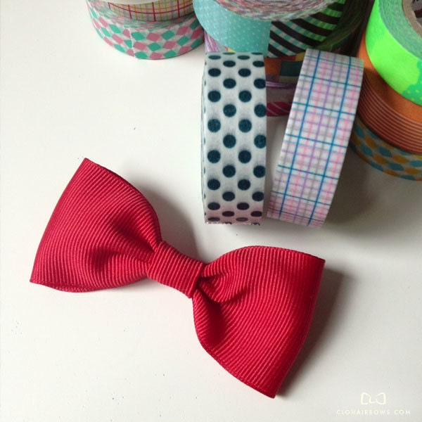 Paint The Town v2 Clo Hair Bow - Red Grosgrain Hair Bow