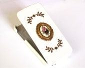 iPhone 5  Flip Case White faux Leather iPhone Cover with Flower Bouquet - Romantic Victorian iPhone Accessories