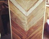 SURJ-Reclaimed Ombre Barn wood Chevron arrow herringbone COFFEE, dining, entry way foyer loft console table.  Modern 14" hairpin steel legs