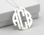 Sterling Silver Monogram Necklace - Personalized Bridesmaids Gifts