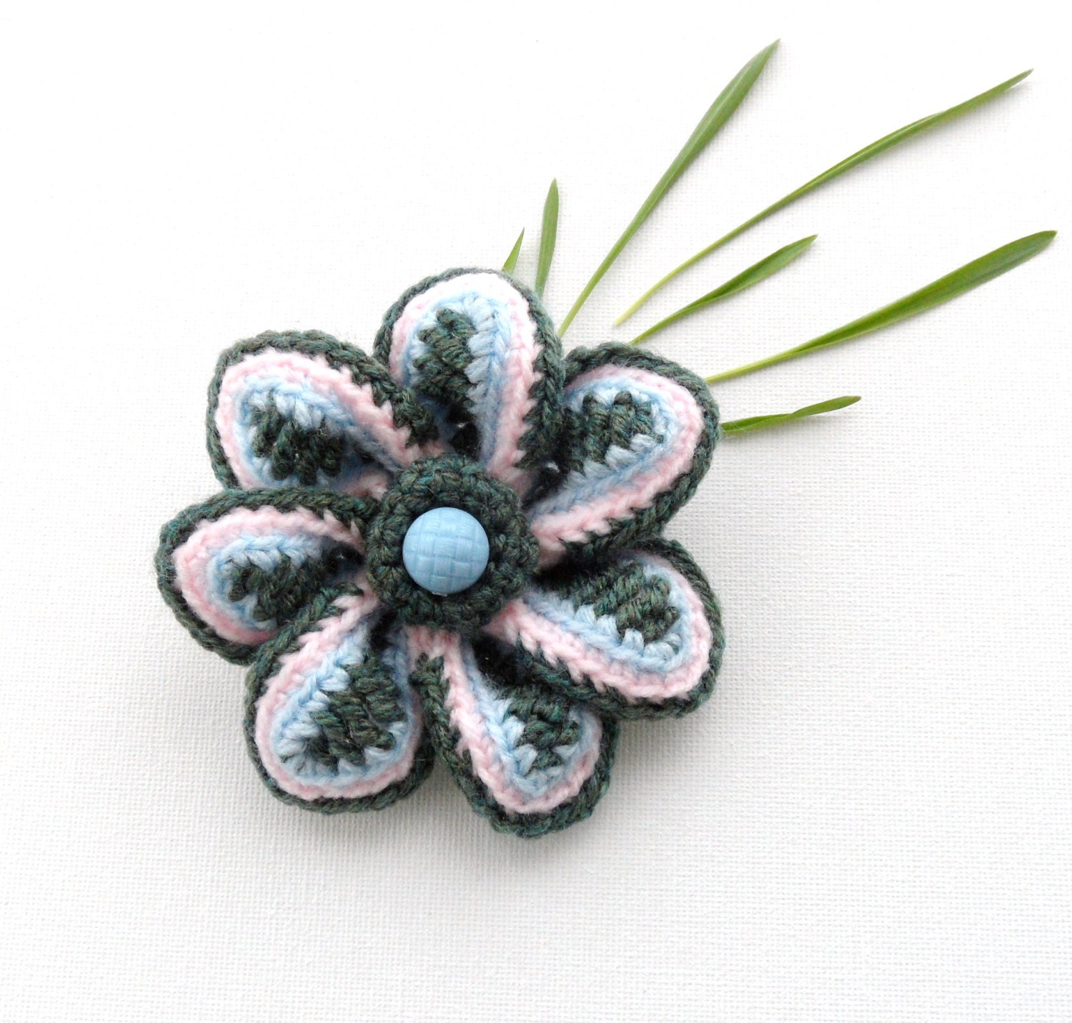 Crochet Flower Brooch - Corsage Brooch Pin