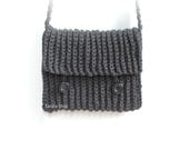 Crocheted messenger shoulder bag in anthracite. Handmade crochet bag.