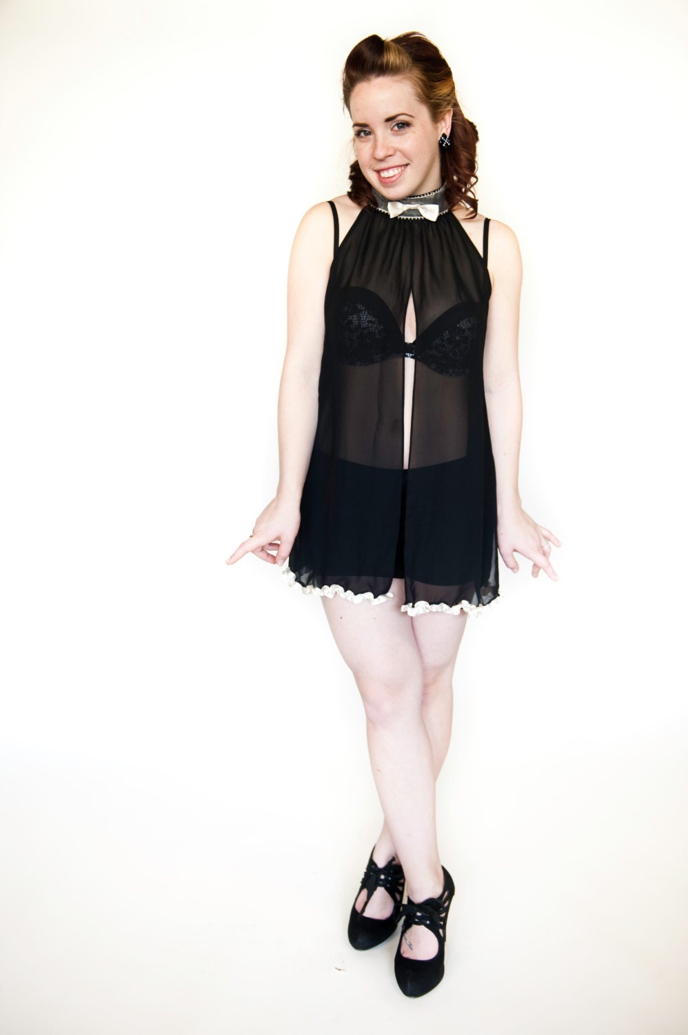 Vintage Baby Doll Nightgown - Peek a Boutique - Black - Medium