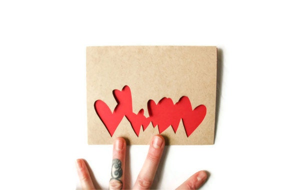 Anniversary Card: Abstract Heart Cluster--I love you--custom color--custom text