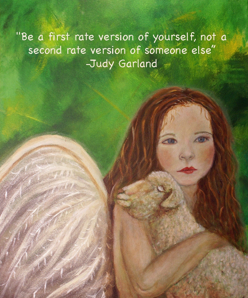 8 x 10 Mixed Media Inspirational Original Art Print Inspirational Angel Print-Be Original-Home and Office Decor