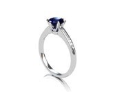 Blue sapphire ring, Diamond, white gold, Blue, engagement ring, solitaire, sapphire, 6 prong, blue engagement, unique