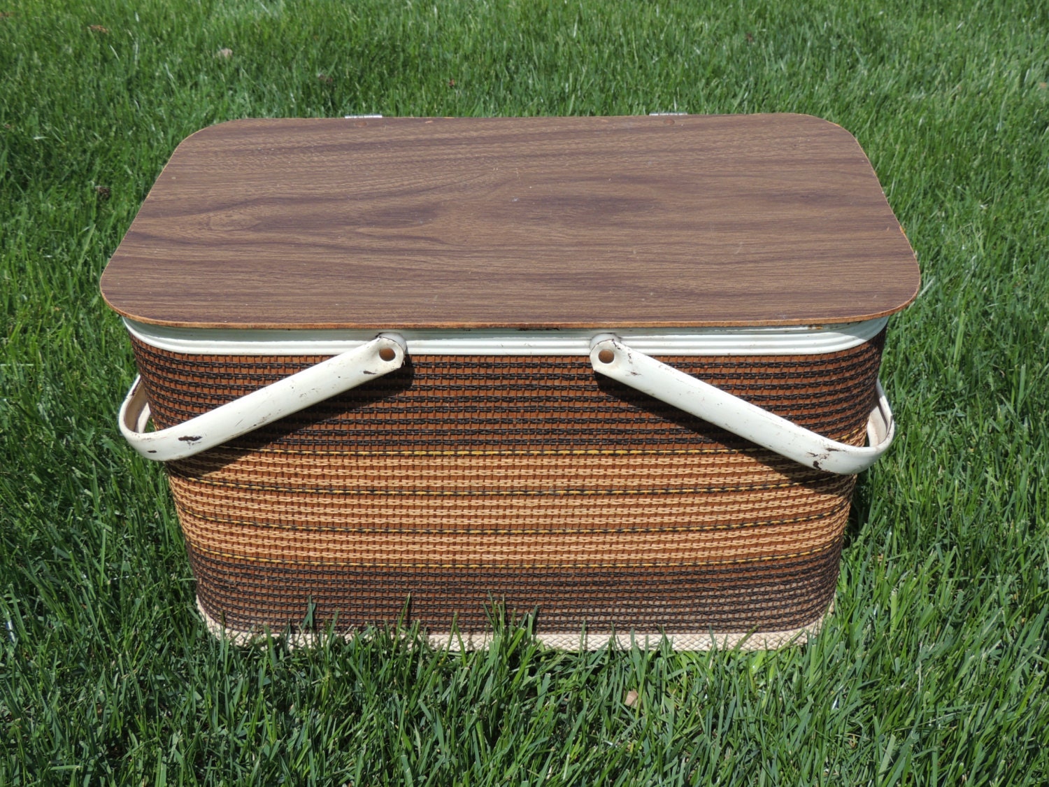 Vintage wicker / rattan picnic basket - household storage, organization